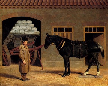  Herring Tableaux - Un cheval de chariot et un chauffeur à l’extérieur d’un hareng stable John Frederick Cheval